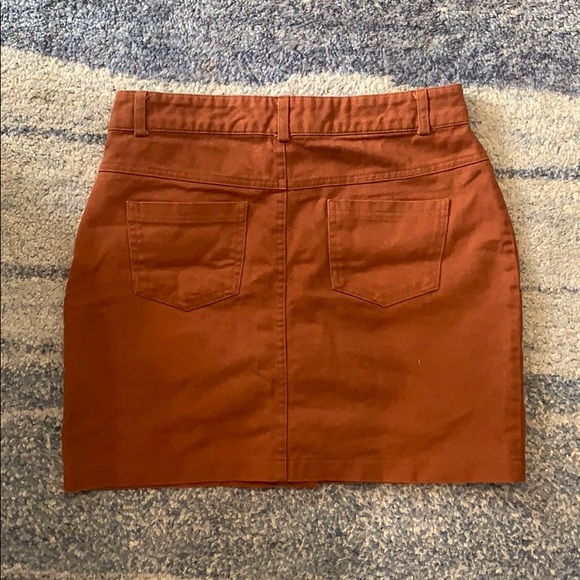 Dark Orange Button Skirt - Picture 2 of 3
